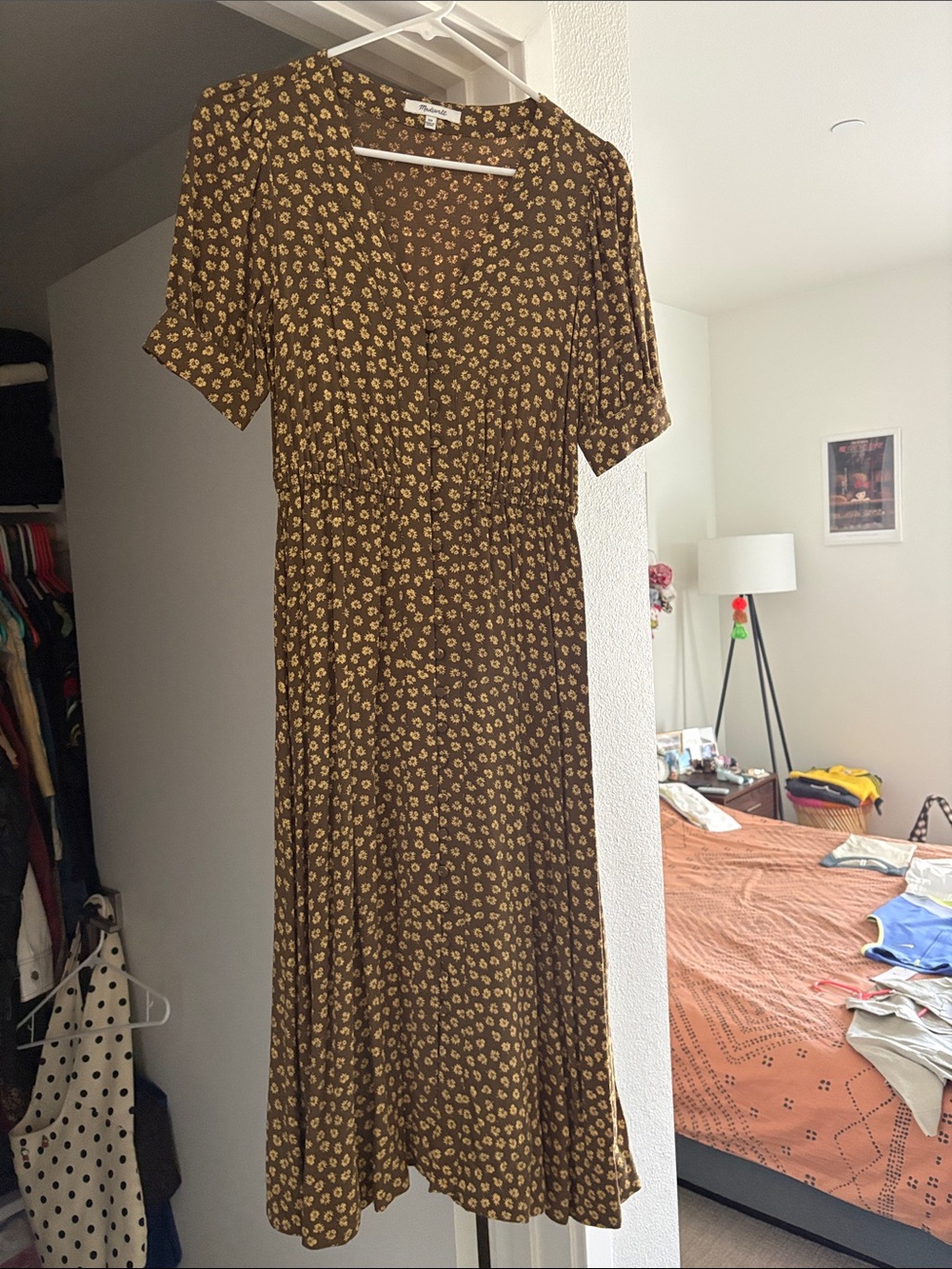 Madewell Women's Brown Floral Midi Dress